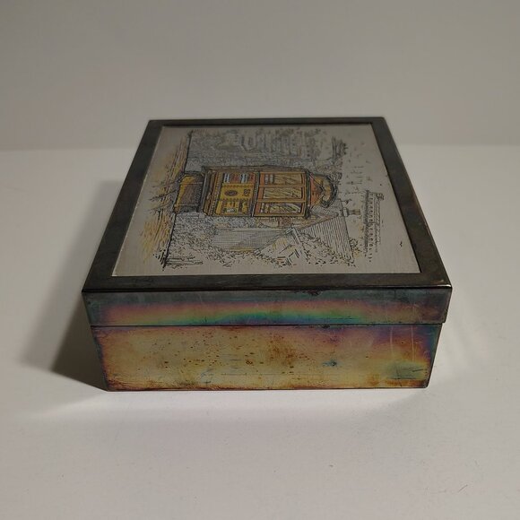Vintage Reed & Barton Damascene Silverplate Trinket Box Gump's SF Trolley Train - Picture 6 of 12
